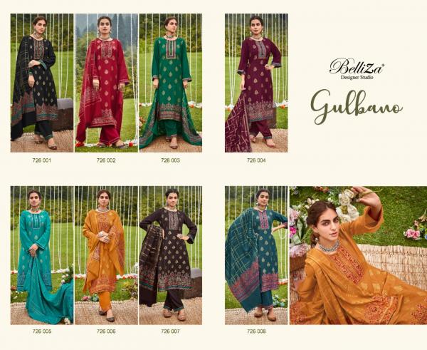Belliza Gulbano Wool Pashmina Kaani Weaving Jaquard Dress Material 